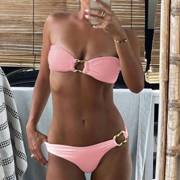 Pink Sexy Women's Halter Neck Bikini Set - Picture 2 of 6